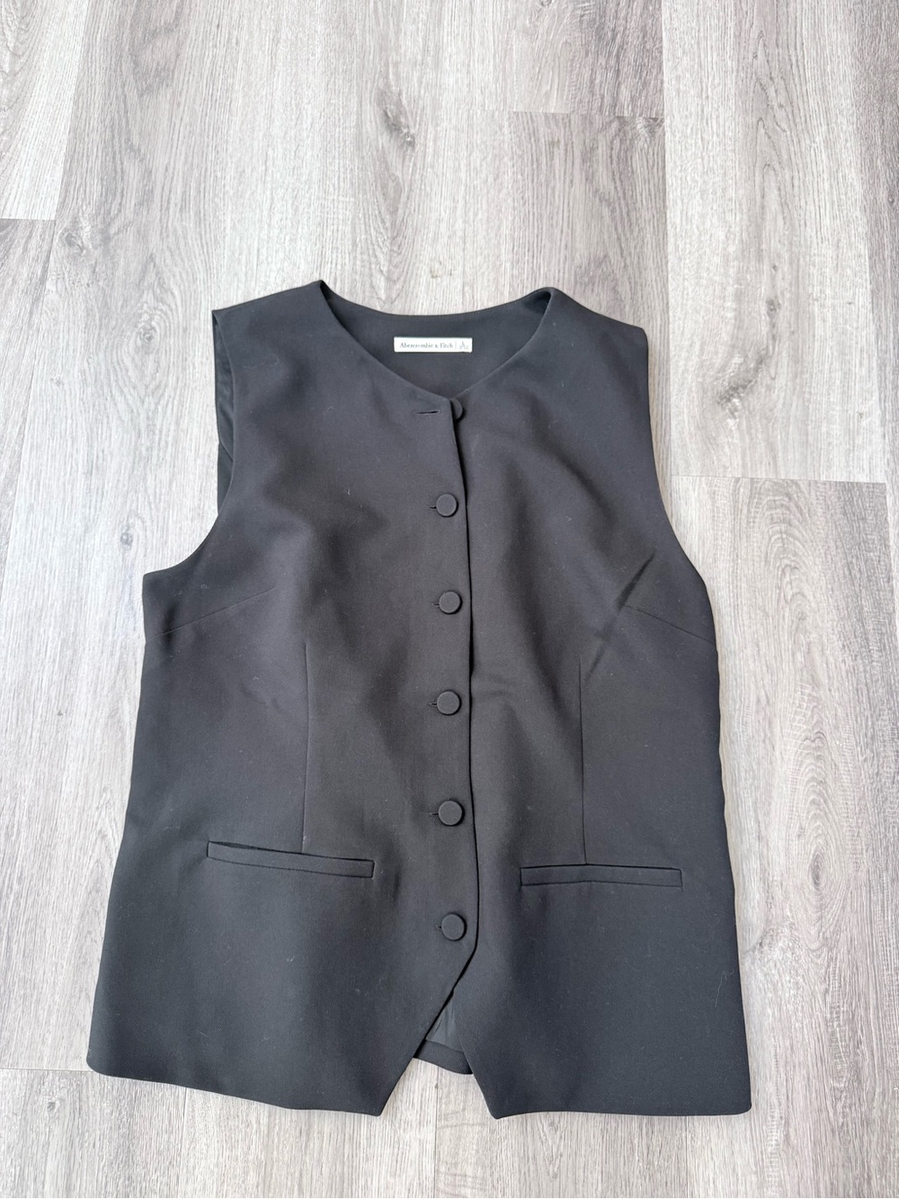 Abercrombie & Fitch Black Sleeveless Button-Front Vest Dress